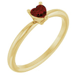 14K Gold Natural Mozambique Garnet Heart Solitaire Ring - Yellow Gold