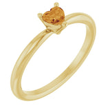 14K Gold Natural Citrine Heart Solitaire Ring - Yellow Gold