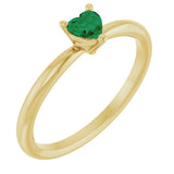 14K Gold Lab-Grown Emerald Heart Solitaire Ring - Yellow Gold