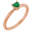 14K Gold Lab-Grown Emerald Heart Solitaire Ring - Rose Gold