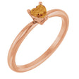 14K Gold Natural Citrine Heart Solitaire Ring - Rose Gold