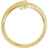 14K Gold Round Natural Emerald Snake Ring - Yellow Gold - view 2