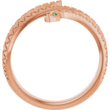 14K Gold Round Natural Emerald Snake Ring - Rose Gold - view 2