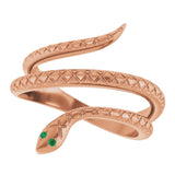 14K Gold Round Natural Emerald Snake Ring - Rose Gold - view 5
