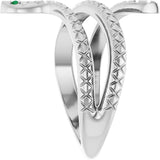 14K Gold Round Natural Emerald Snake Ring - White Gold - view 4
