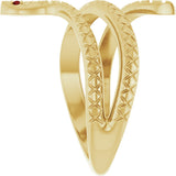 14K Gold Round Natural Mozambique Garnet Snake Ring - Yellow Gold - view 4