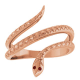 14K Gold Round Natural Mozambique Garnet Snake Ring - Rose Gold - view 3