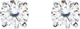 14K Gold Lab-Grown Moissanite Round 4-Prong Lightweight Stud Earrings - White Gold - view 8