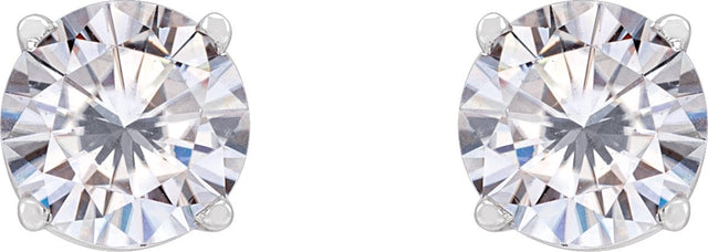 14K Gold Lab-Grown Moissanite Round 4-Prong Lightweight Stud Earrings - White Gold - view 8