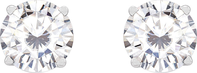 14K Gold Lab-Grown Moissanite Round 4-Prong Lightweight Stud Earrings - White Gold - view 8