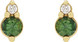 Platinum Round Natural White Sapphire & Natural Diamond Accented Earrings II - view 5