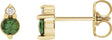 14K Gold Round Natural Green Sapphire & Natural Diamond Accented Earrings – 3mm Stones - Yellow Gold