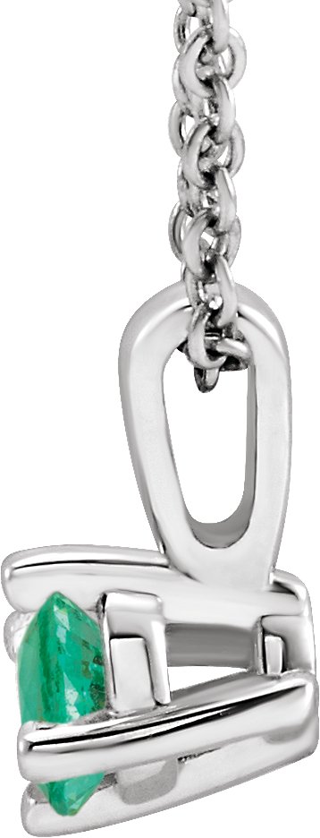 Platinum Round Lab-Grown Emerald Solitaire Necklace or Pendant III - view 4