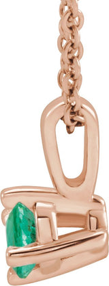 14K Gold Round Lab-Grown Emerald Solitaire Necklace or Pendant III - Rose Gold - view 4