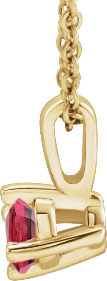 14K Gold Round Natural Ruby Solitaire Necklace or Pendant II - Yellow Gold - view 4