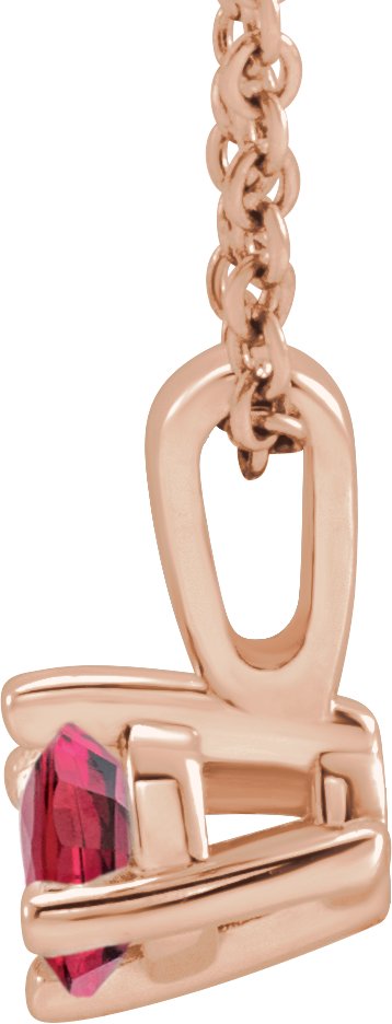 14K Gold Round Natural Ruby Solitaire Necklace or Pendant II - Rose Gold - view 4