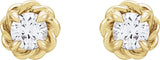 14K Gold Natural White Sapphire Round 4-Prong Claw Rope Stud Earrings - Yellow Gold - view 4
