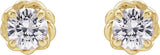 14K Gold Natural White Sapphire Round 4-Prong Claw Rope Stud Earrings - Yellow Gold - view 4