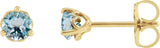 14K Gold Natural Sky Blue Topaz Round 3-Prong Heart Stud Earrings - Yellow Gold