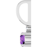 Platinum Round Natural Amethyst Accented Pendant - view 7