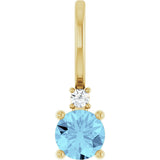 14K Gold Round Natural Aquamarine Accented Pendant - Yellow Gold - view 4