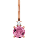 14K Gold Round Natural Pink Tourmaline Accented Pendant - Rose Gold - view 5