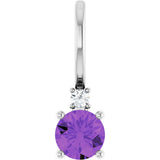 Platinum Round Natural Amethyst Accented Pendant - view 5