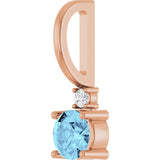 14K Gold Round Natural Aquamarine Accented Pendant - Rose Gold - view 6