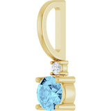 14K Gold Round Natural Aquamarine Accented Pendant - Yellow Gold - view 5