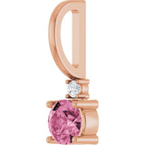 14K Gold Round Natural Pink Tourmaline Accented Pendant - Rose Gold - view 6