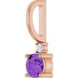 14K Gold Round Natural Amethyst Accented Pendant - Rose Gold - view 6