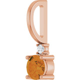14K Gold Round Natural Citrine Accented Pendant - Rose Gold - view 6