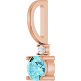 14K Gold Round Natural Blue Zircon Accented Pendant - Rose Gold - view 6