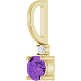 14K Gold Round Natural Amethyst Accented Pendant - Yellow Gold - view 5