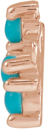 14K Gold Round Natural Turquoise Sideways Cross Necklace - Rose Gold - view 4