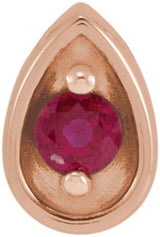14K Gold Round Natural Ruby Teardrop Necklace or Slide Pendant - Rose Gold