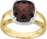 14K Gold Cushion Natural Mozambique Garnet & Natural Diamond Halo-Style Ring – 10x10mm - view 3