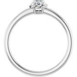14K Gold Round Natural White Sapphire Claw-Prong Rope Solitaire Ring - White Gold - view 7