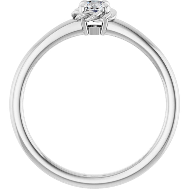 14K Gold Round Natural White Sapphire Claw-Prong Rope Solitaire Ring - White Gold - view 7