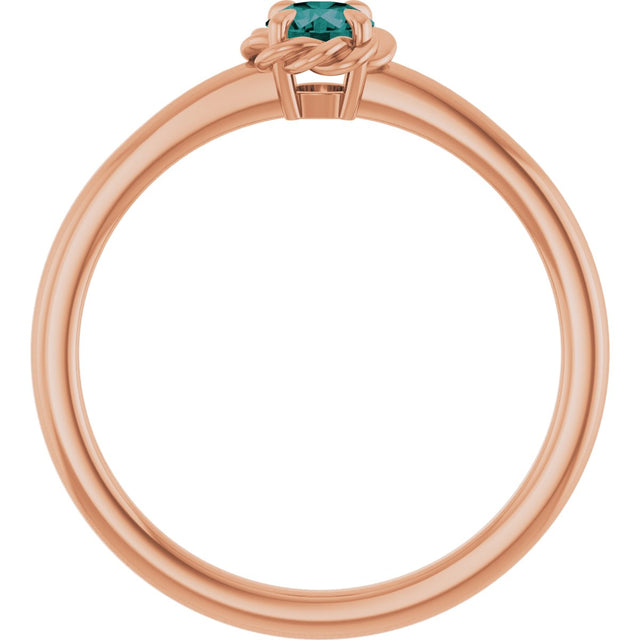 14K Gold Round Natural Alexandrite Claw-Prong Rope Solitaire Ring - Rose Gold - view 7