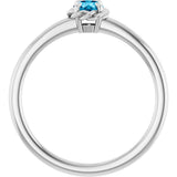 Platinum Round Natural Aquamarine Claw-Prong Rope Solitaire Ring - view 7
