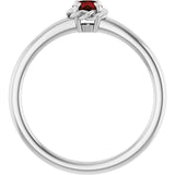 Platinum Round Natural Mozambique Garnet Claw-Prong Rope Solitaire Ring - view 7
