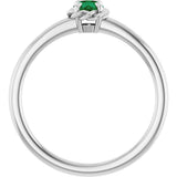 Platinum Round Natural Emerald Claw-Prong Rope Solitaire Ring - view 7