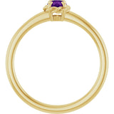 14K Gold Round Natural Amethyst Claw-Prong Rope Solitaire Ring - Yellow Gold - view 7