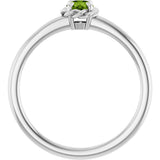 14K Gold Round Natural Peridot Claw-Prong Rope Solitaire Ring - White Gold - view 7