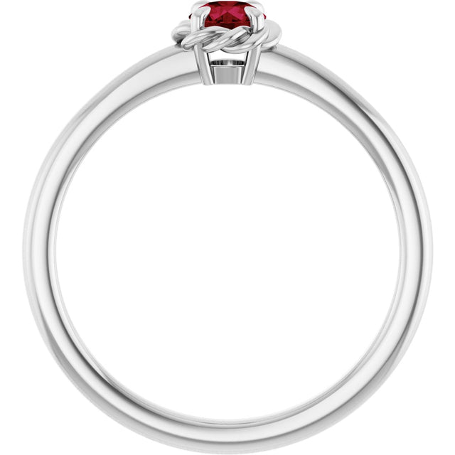 14K Gold Round Lab-Grown Ruby Claw-Prong Rope Solitaire Ring - White Gold - view 7