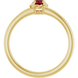 14K Gold Round Natural Ruby Claw-Prong Rope Solitaire Ring - Yellow Gold - view 7