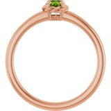 14K Gold Round Natural Peridot Claw-Prong Rope Solitaire Ring - Rose Gold - view 7