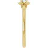 14K Gold Round Natural White Sapphire Claw-Prong Rope Solitaire Ring - Yellow Gold - view 9
