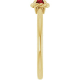 14K Gold Round Natural Mozambique Garnet Claw-Prong Rope Solitaire Ring - Yellow Gold - view 9